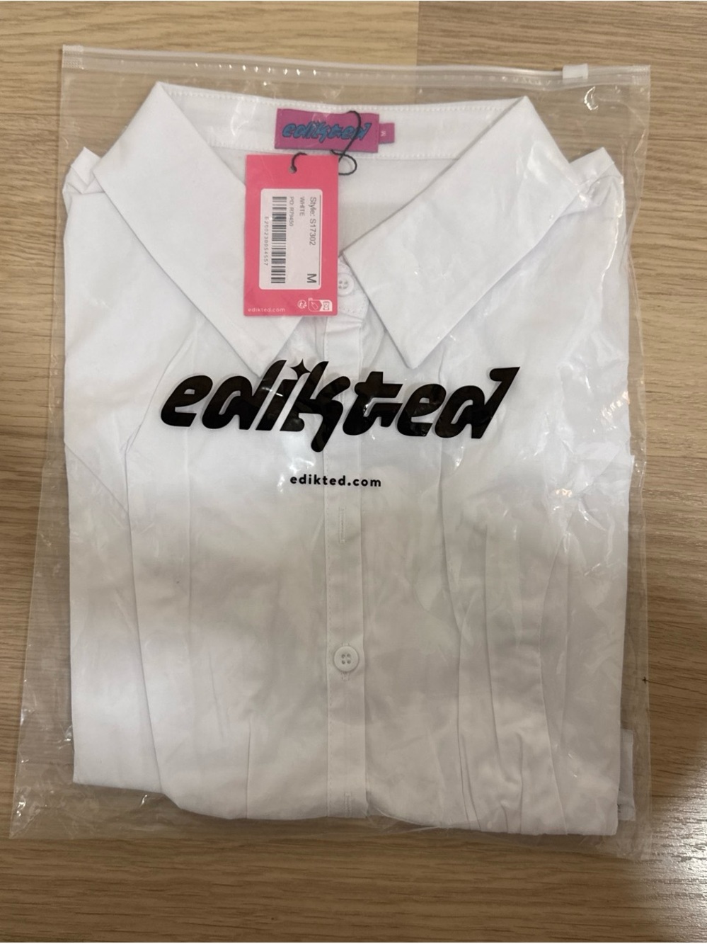 Edikted White Button-Down Shirt